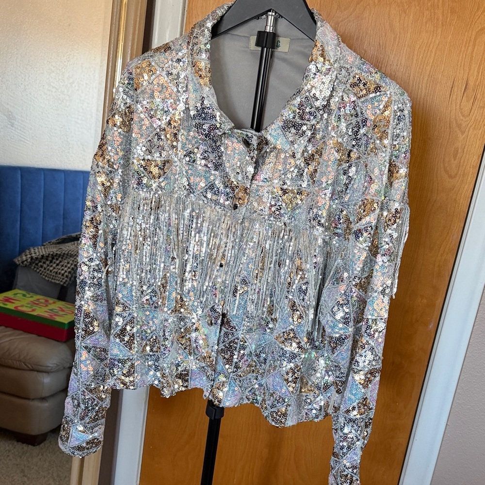 Sparkling Sequin Fringe jacket